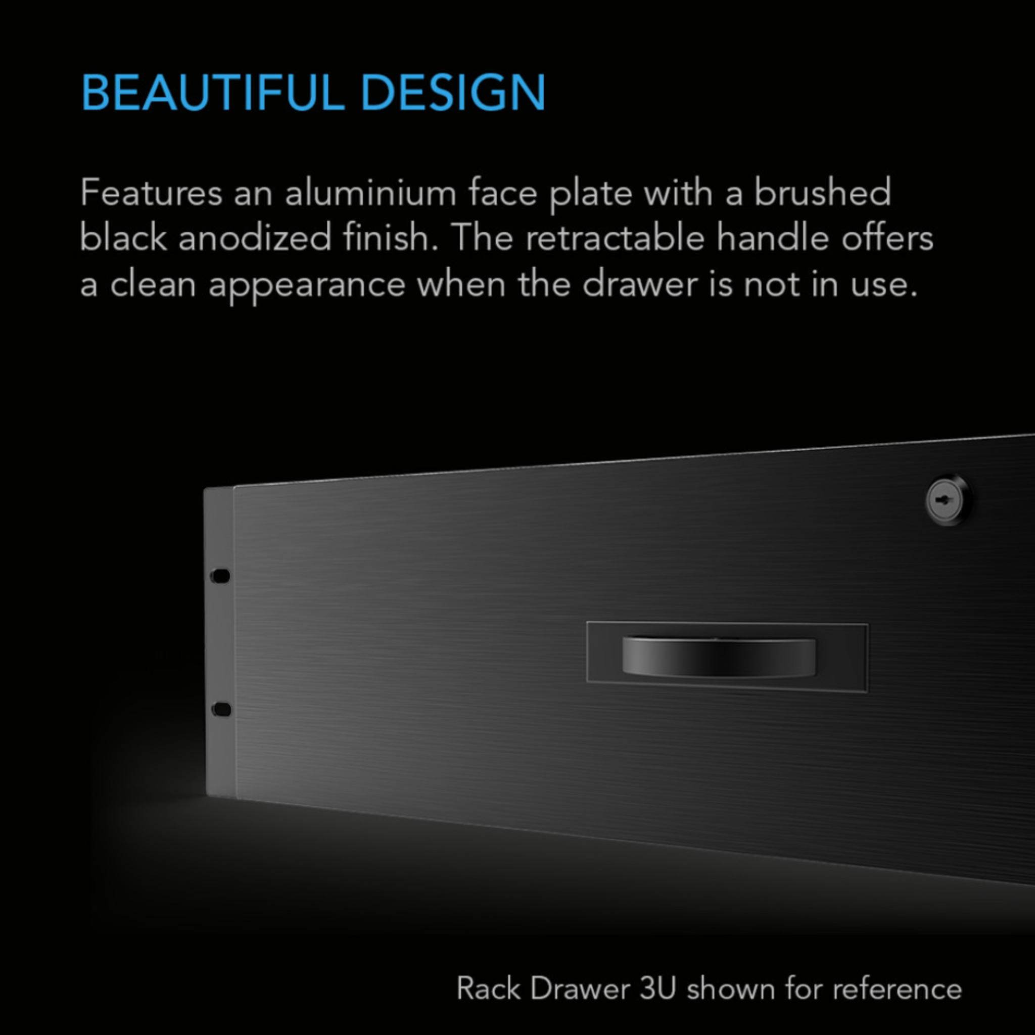 Rack Drawer, Locking, Black 1U