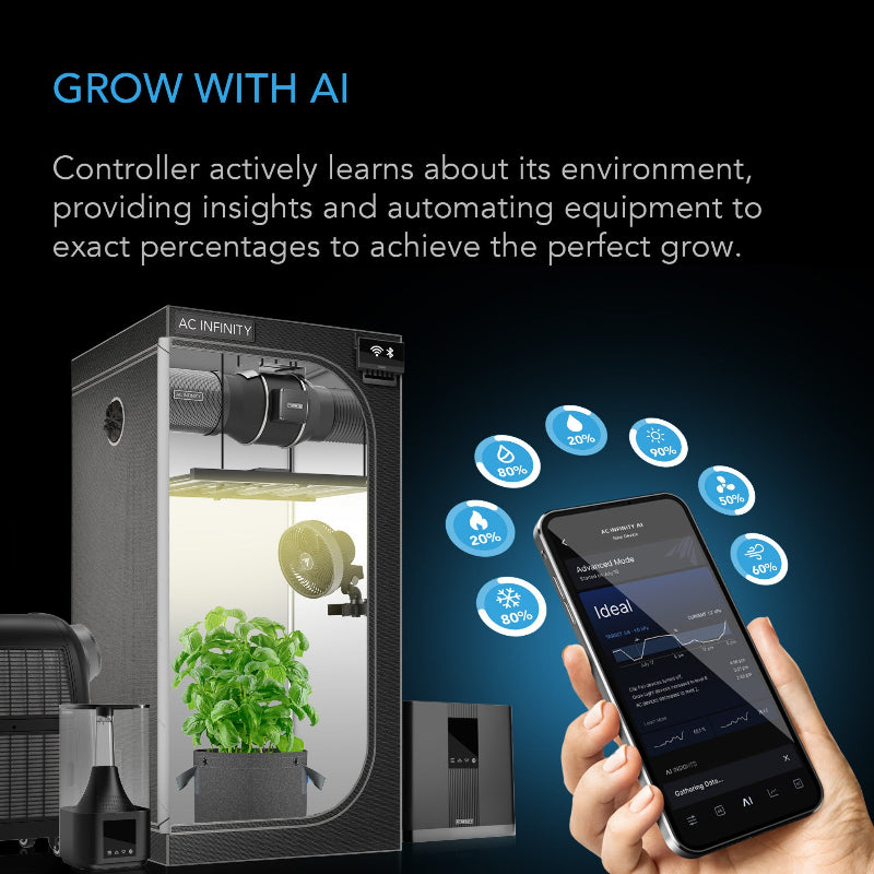 Smart hydroponic system with automated climate control and AI monitoring capabilities.