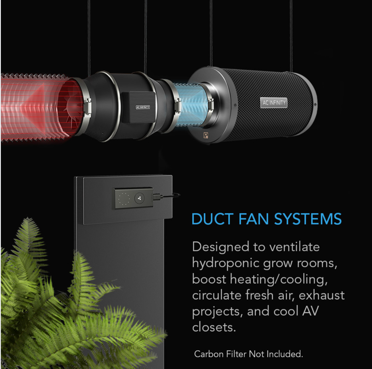 duct fan system with text on a black background