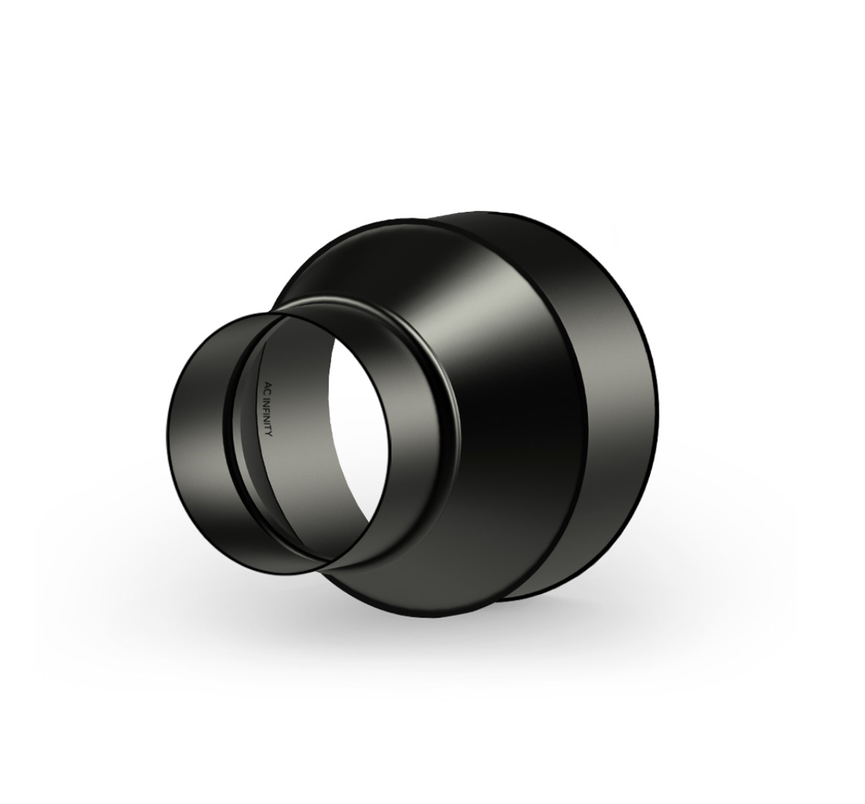 Two black metal rings on a white background