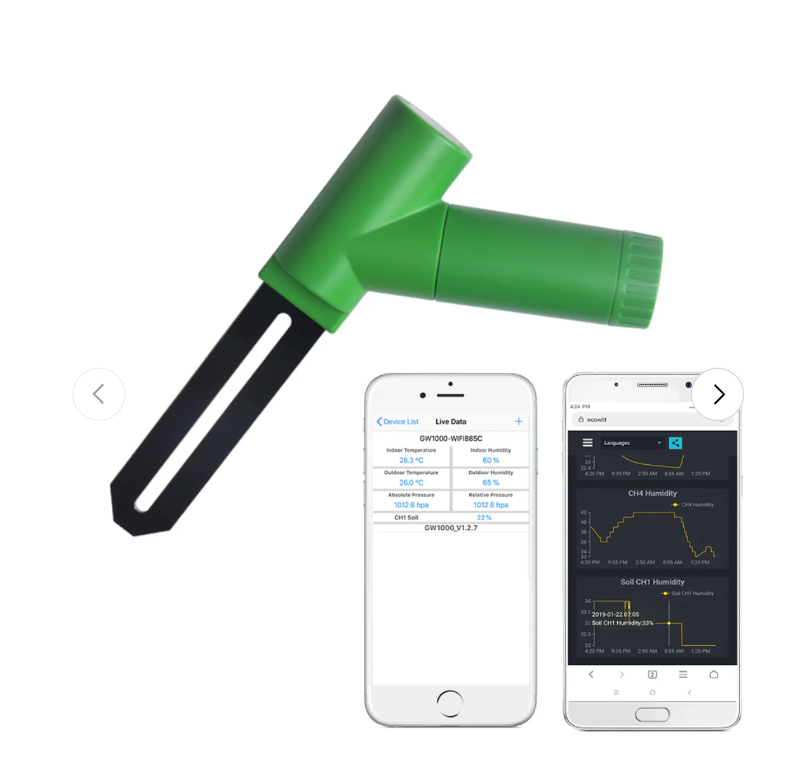 Ecowitt WH51 wireless soil moisture meter smart garden sensor real-time plant monitoring.