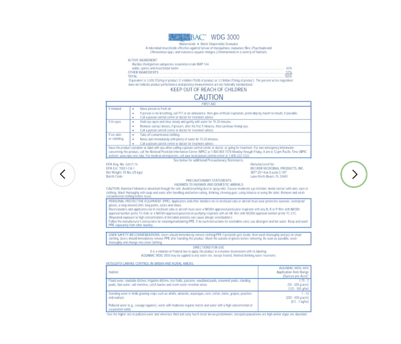 Extra strength BTI fungus gnat treatment WDG3000 product information safety guidelines application manual.