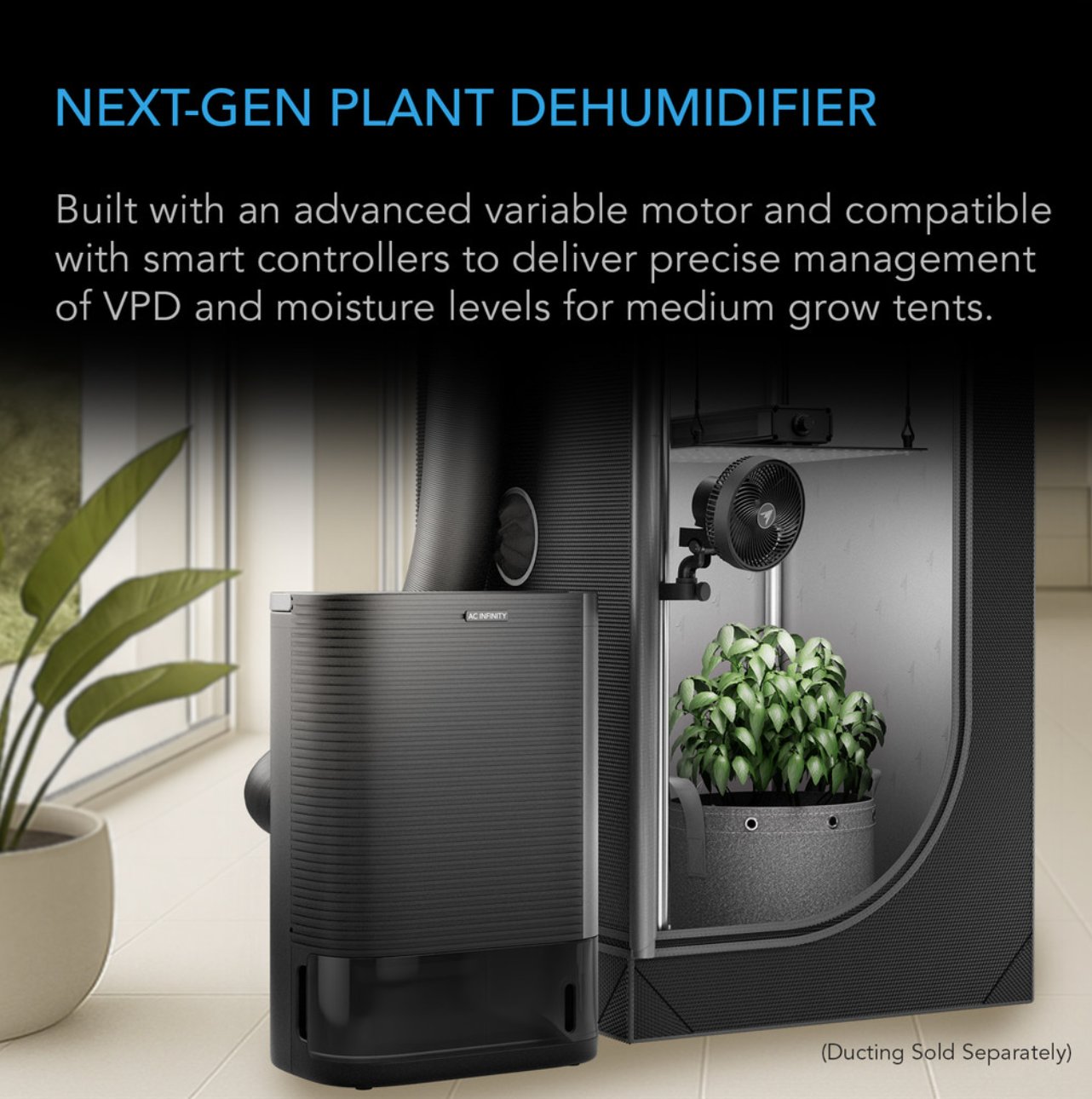 HYDRONE 5, Plant Dehumidifier with 10-Level Controls, Works in All Environments