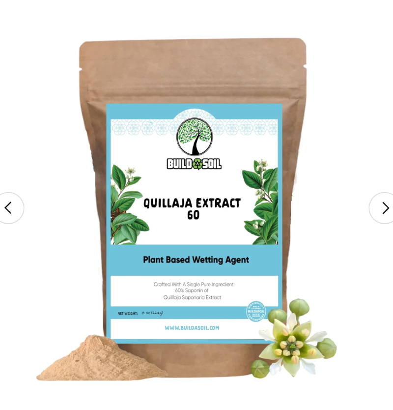 Natural plant wetting agent BuildASoil Quillaja Extract 60 organic soil enhancer powder.