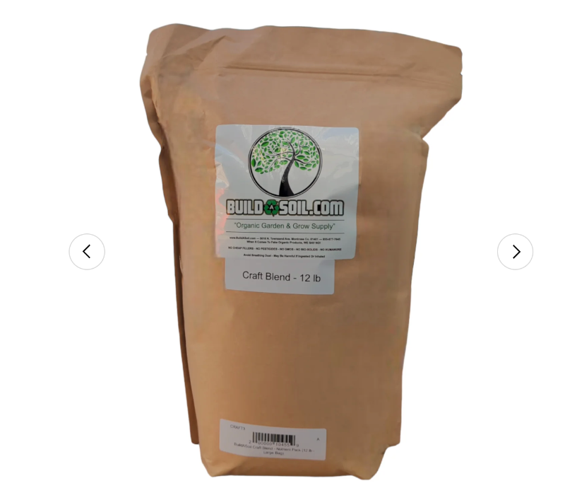 BuildASoil Craft Blend premium organic soil nutrients professional-grade fertilizer mix natural plant food supplement.