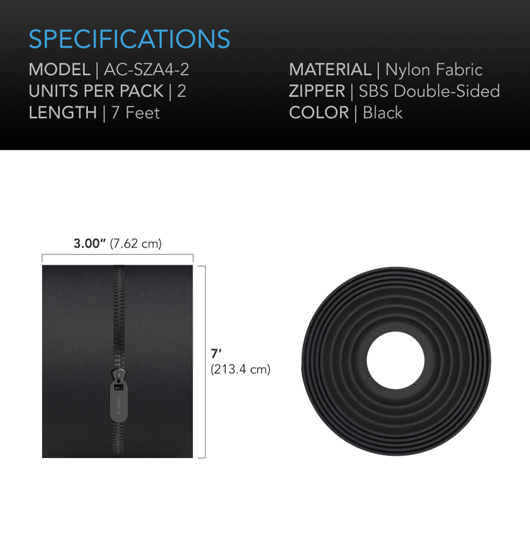 Peel and Stick Adhesive Zippers, 7 ft. x 3 in. Double Sided, 2-Pack