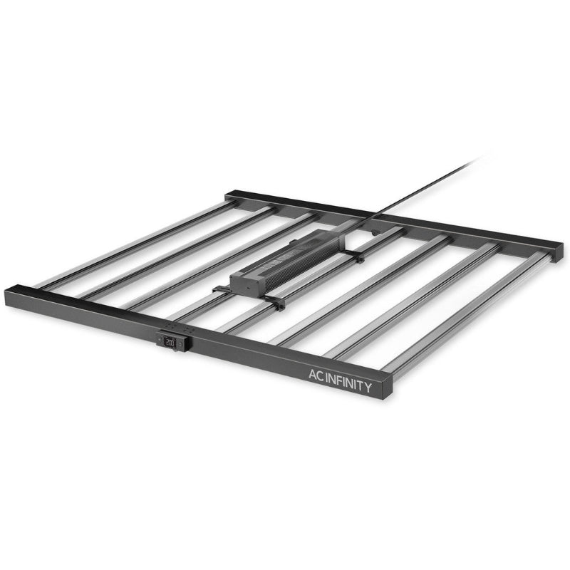 Professional IONFRAME EVO8 grow light system with Samsung LED technology, displaying premium build quality and digital controls for commercial cultivation.