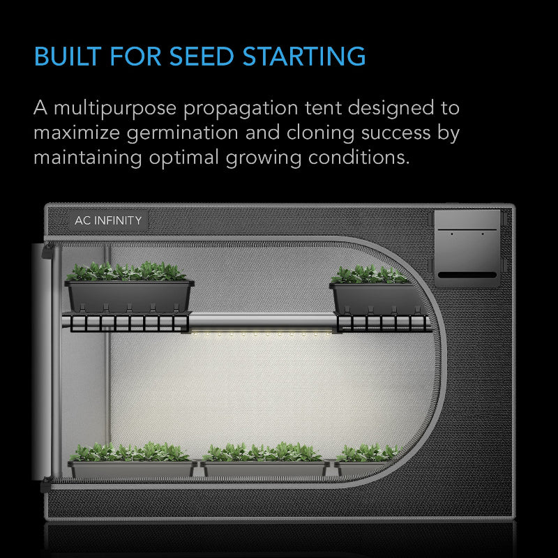 CLOUDLAB 24x24x36 Advance Propagation Grow Tent - 2000D Mylar Canvas Indoor Growing System with Support Bars and Shelf Racks for Seed Starting.