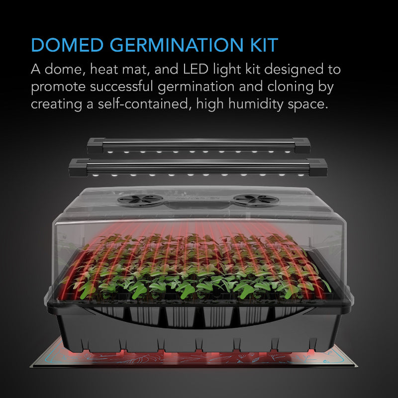 HUMIDITY DOME Propagation Kit with Height Extension | 5x8 Cell Tray | Includes LED Grow Lights, Heat Mat, and Ventilated Dome for Seed Germination and Cloning.