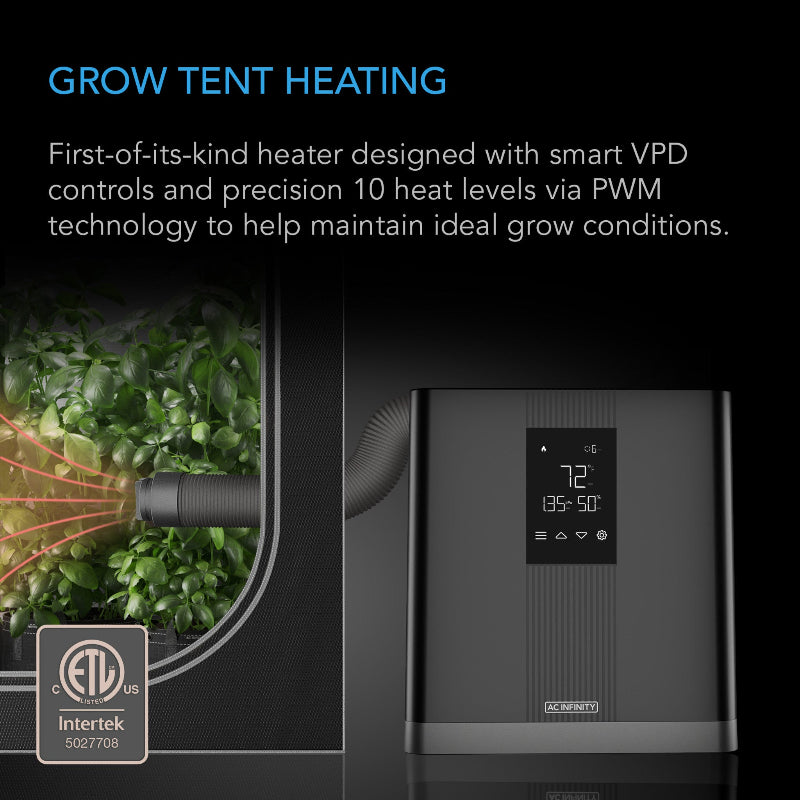 THERMOFORGE T3 Environmental Plant Heater with ETL Certification - Smart VPD Controls and 10-Level Heating System for Indoor Grow Tent Climate Management.
