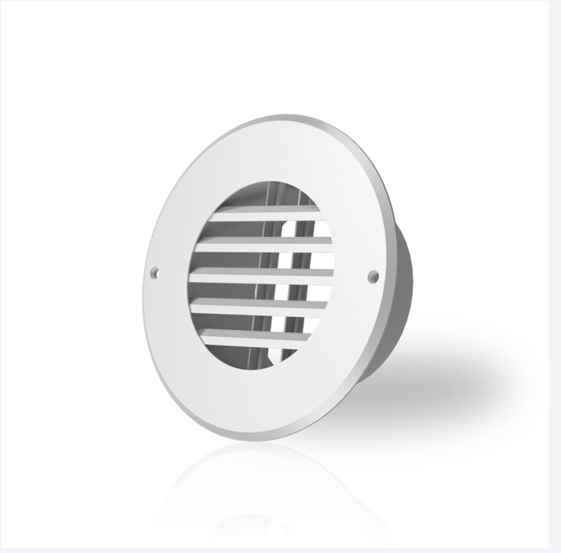 Round white vent on a white background