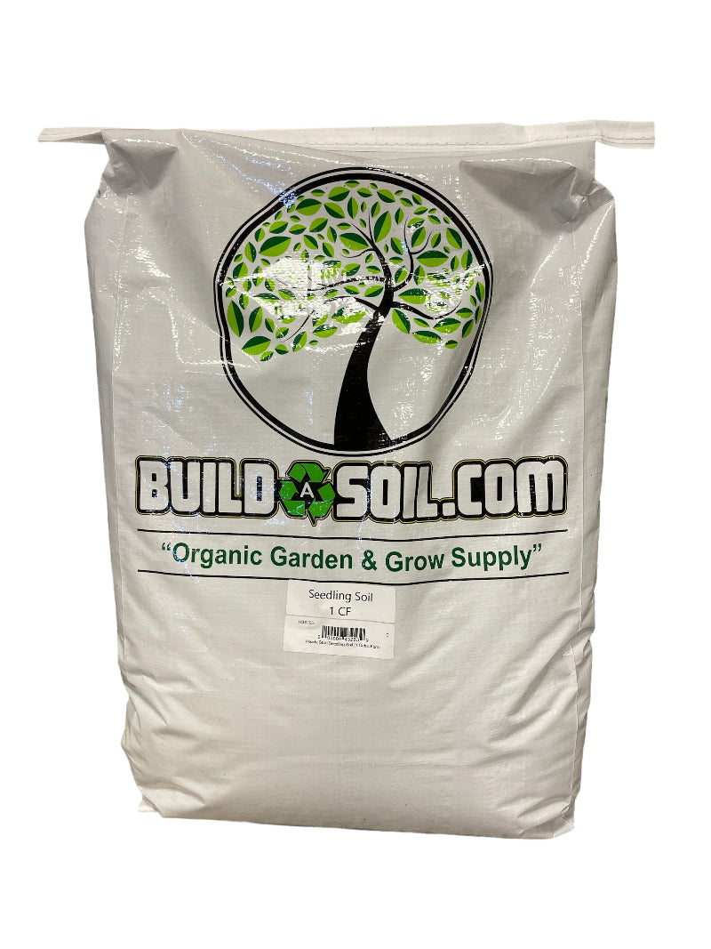 BuildASoil premium organic soil package with eco-friendly branding and tree motif for professional gardening applications.