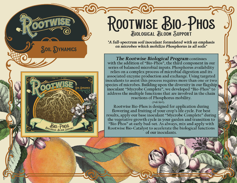 Rootwise Bio-Phos biological bloom support - organic phosphorus mobilizing inoculant for enhanced flowering and fruiting.