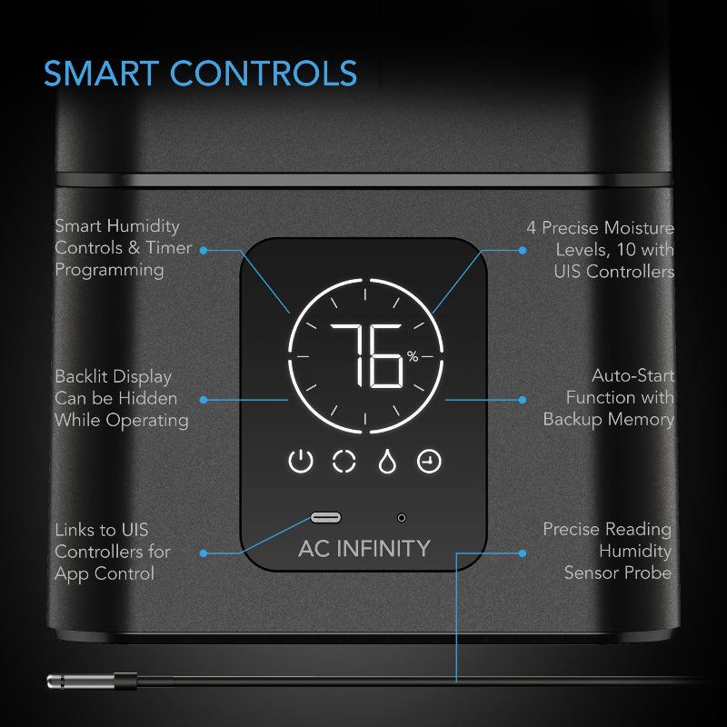 Cloudforge T7-AC-CFT7 Humidifier with Smart Controls: Advanced humidifier featuring smart controls for precise humidity regulation, perfect for indoor growing setups and cannabis cultivation.