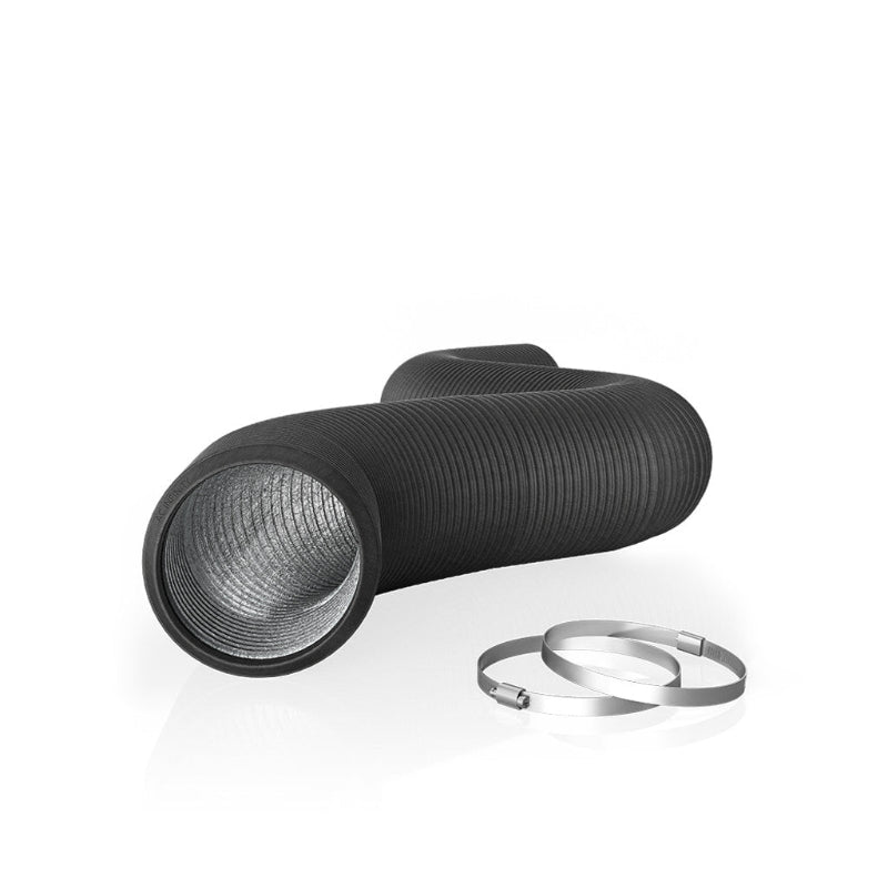 AC Infinity 4-inch flexible ducting complete kit featuring four-layer construction with reflective aluminum interior and included stainless steel mounting clamps for professional ventilation installations.