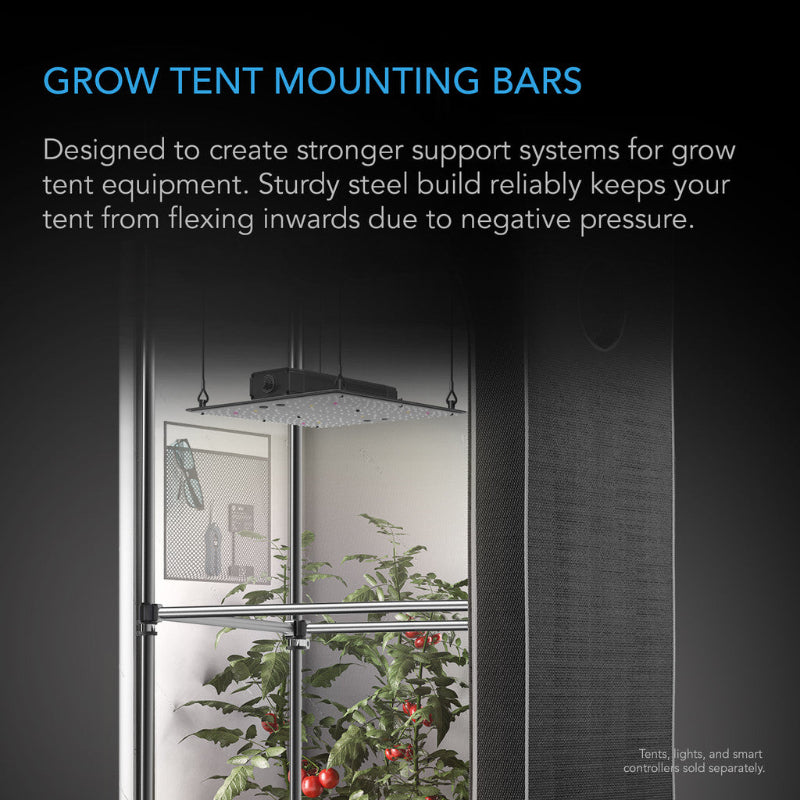 4x4 grow tent mounting bars providing sturdy steel support system - prevents tent flexing and ensures stable equipment mounting for indoor growing spaces.