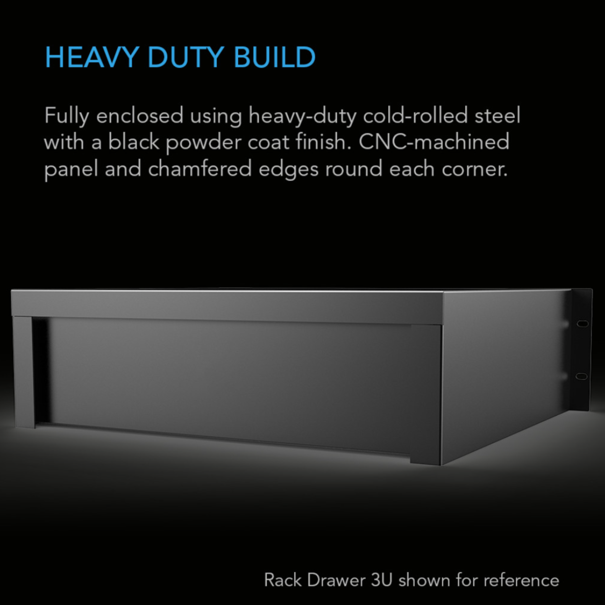 Rack Drawer, Locking, Black 1U