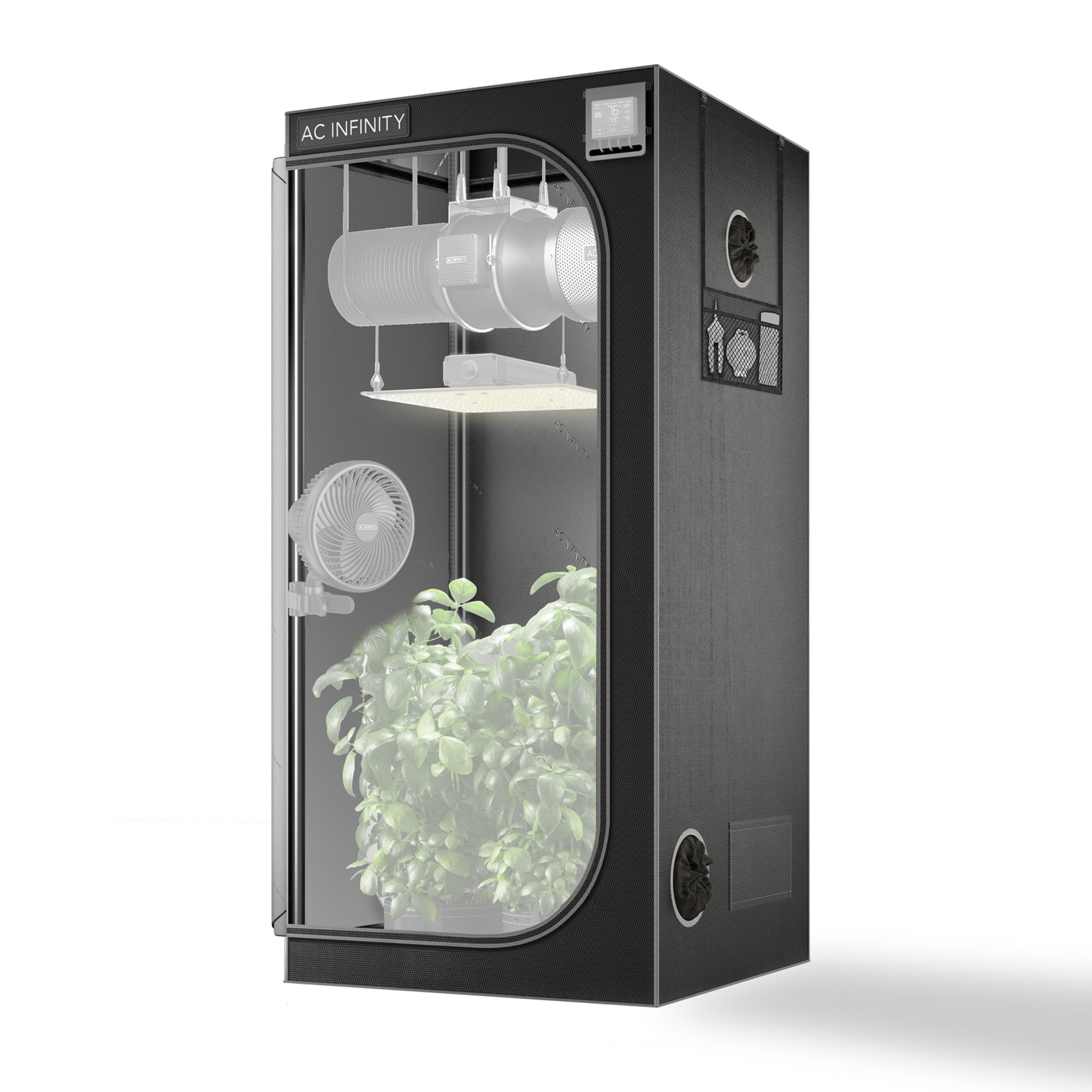 Alt text: Advanced 24x24x72 inch CLOUDLAB grow tent displaying heavy-duty frame, diamond mylar material, and observation window with interior grow equipment