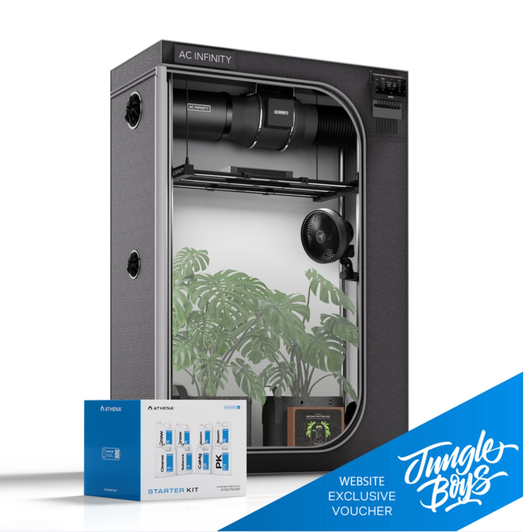 Cultivator Kit, Complete 2-Plant Grow Tent System with Dynamic Learning AI Control and Athena® Blended Starter Kit