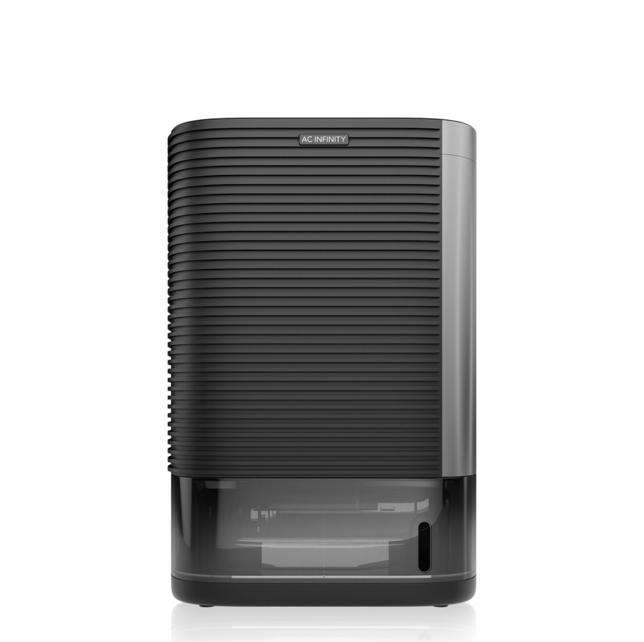 Black humidifier with visible brand logo on a white background